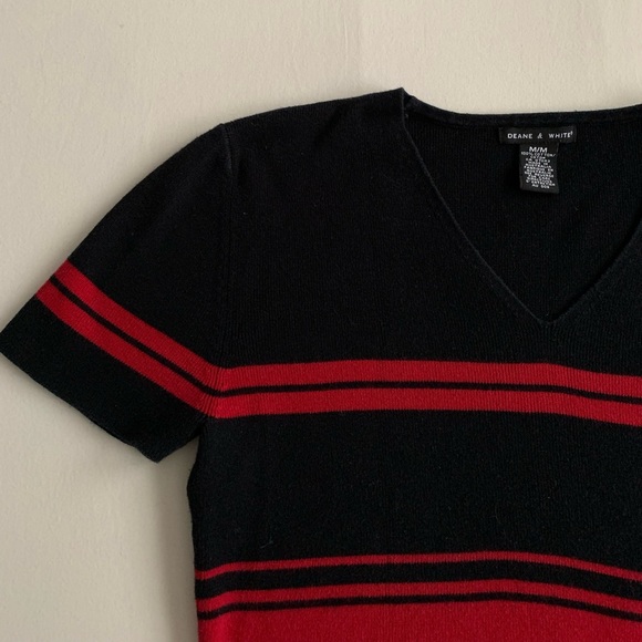 Womens Short Sleeve Striped Black and Red Jersey - Picture 2 of 4